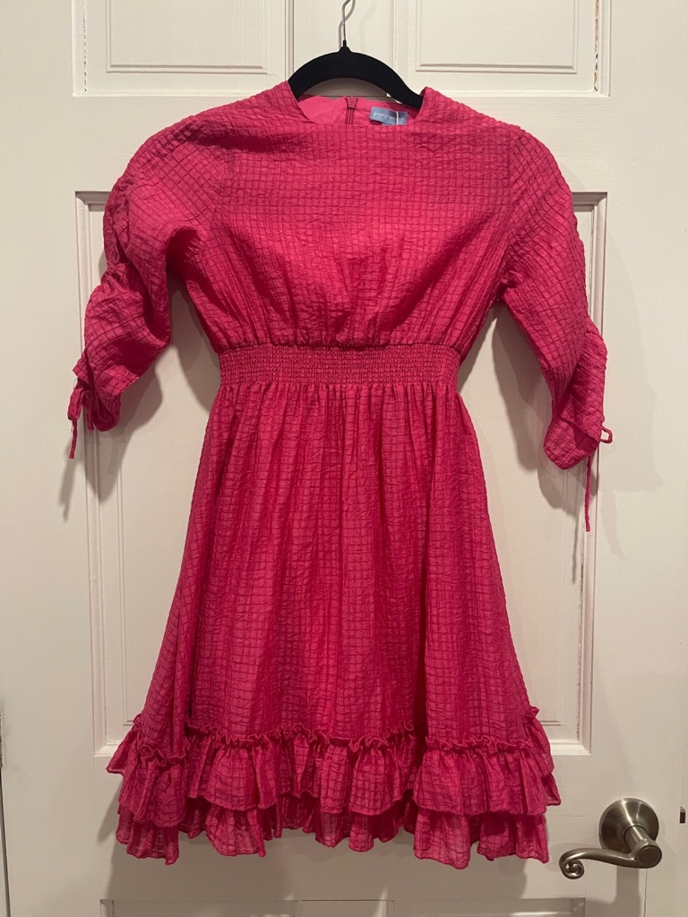 Girls' Fuchsia Smocked-Waist Ruffle Hem Dress